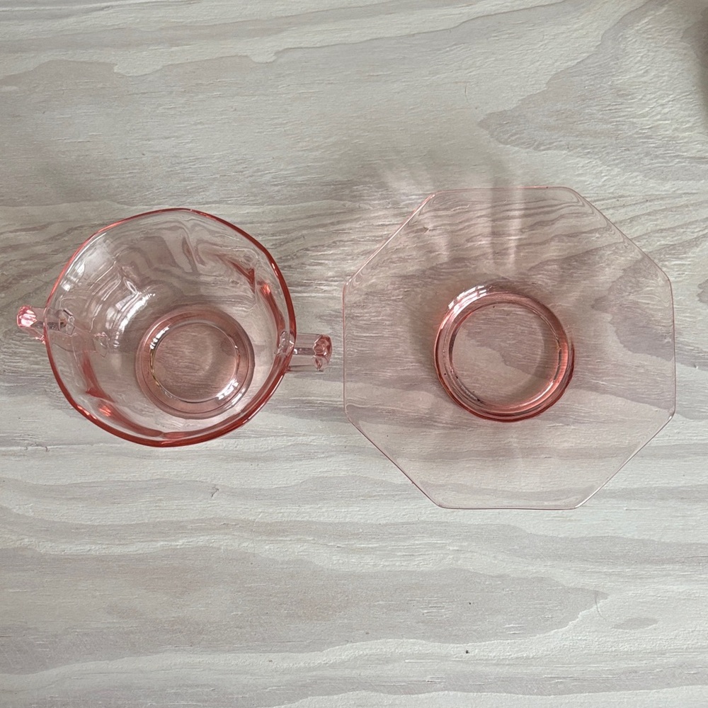VTG Imperial Glass Pink Depression Glass Open Sugar with Underplate/Saucer - Picture 8 of 9